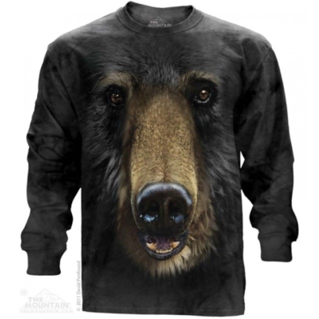 Black Bear Face - Long Sleeve T Shirt The Mountain