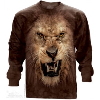 Big Face Roaring Lion - Long Sleeve T Shirt The Mountain