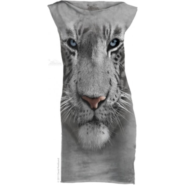 White Tiger Face - Womens Mini Dress The Mountain White Tiger Face - Womens Mini Dress The Mountain