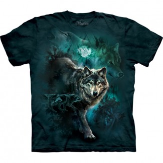 Мъжка тениска с глутница вълци в нощта The Mountain