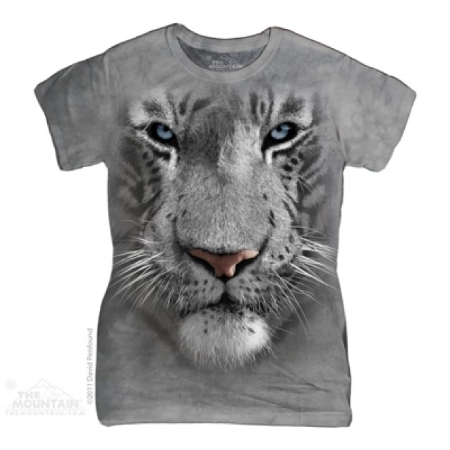 White Tiger Face - Ladies T Shirt The Mountain