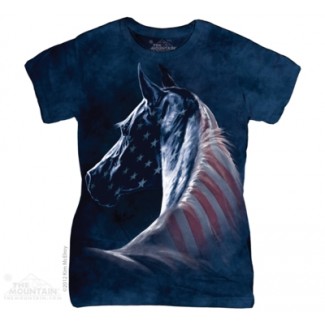 Patriotic Horse - Ladies T Shirt The Mountain