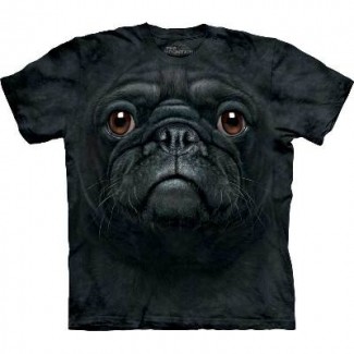  Black Pug Face - Dogs T Shirt by the Mountain